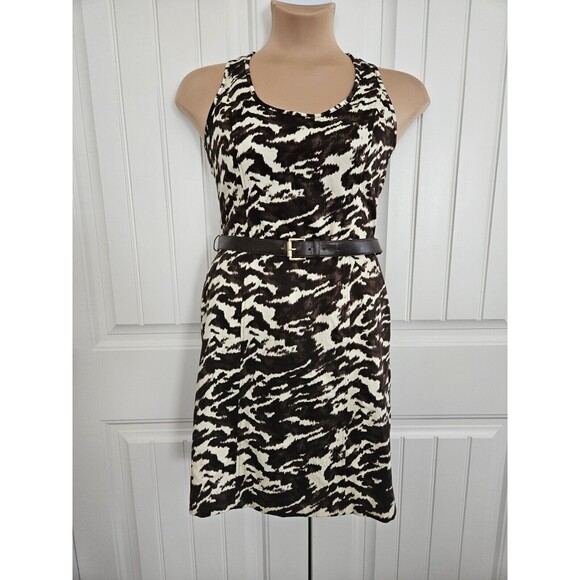 ladies MICHAEL KORS dress size 10 NWT Animal Print Open Back With Belt - Picture 1 of 10